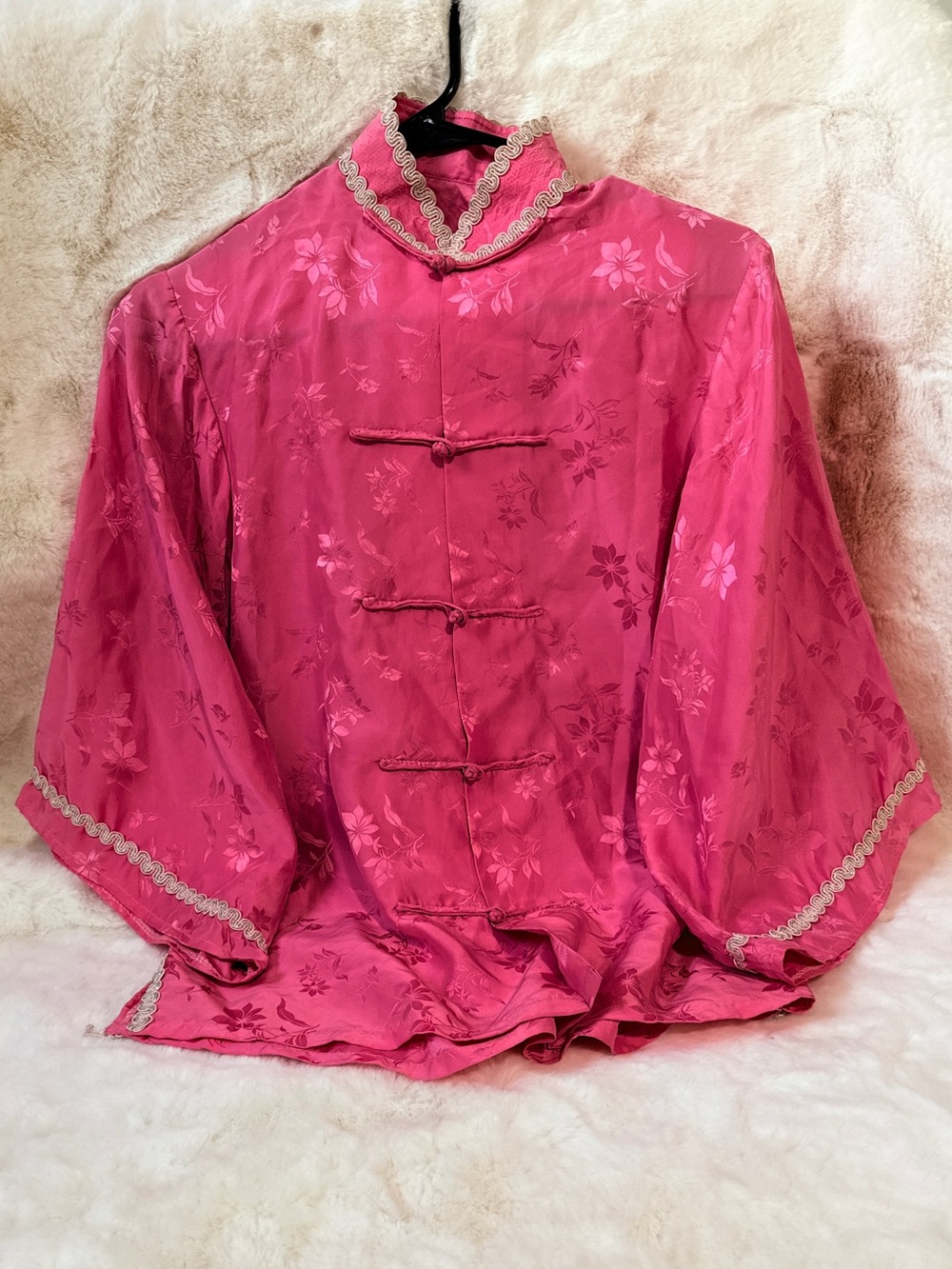 Handmade Pink Silk Brocade Tang Jacket